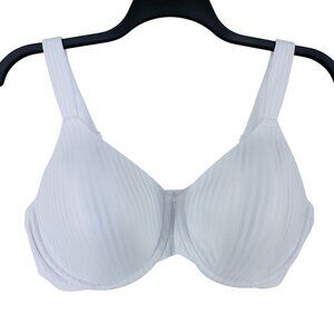 Playtex White T-Shirt Bra 42D Smooth Padded Underwire Stripe Design